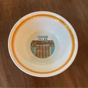 Vintage Mount Clemens Pottery Caesar Salad Bowl with Orange Trim
